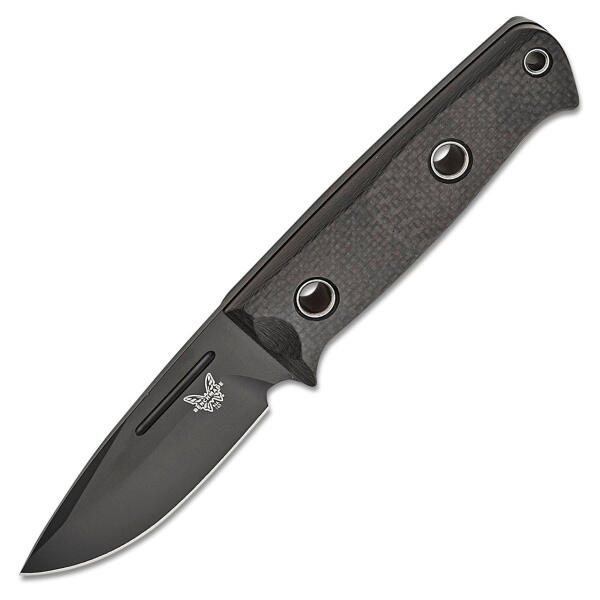 Benchmade Shane Sibert Mini Bushcrafter Fixed Blade 3.38" Black Plain Drop Point - Carbon Fiber