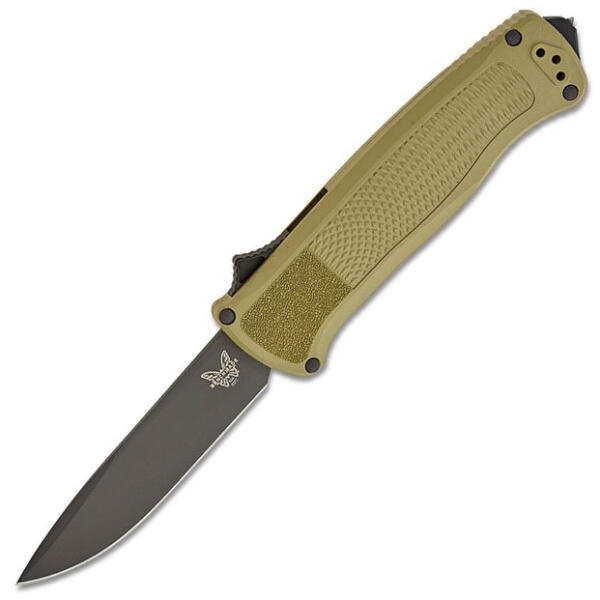 Benchmade Shootout Auto OTF 3.494" Black DLC Drop Point Blade - Ranger Green