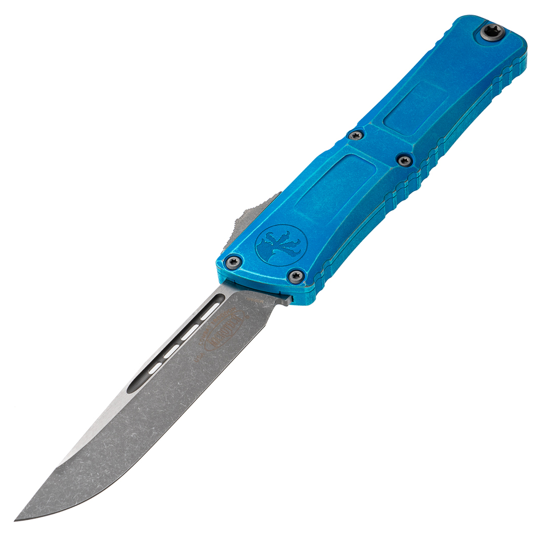 Microtech Combat Troodon Gen III Auto OTF 3.75" M390MK Apocalyptic Drop Point Plain - Marbled Blue
