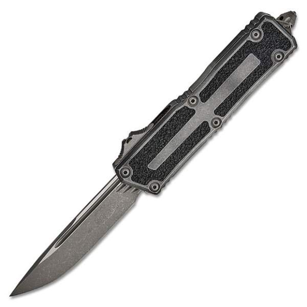 Microtech 1278-10APWME Scarab II Auto OTF 3.875" Apocalyptic Standard Drop Point - Weathered Metal