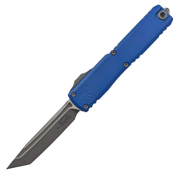 Microtech Ultratech ZBP Gen III Auto OTF 3.55" Apocalyptic Plain Tanto Blade - Blue