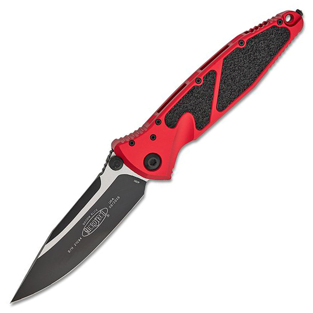 Microtech Socom Elite Manual Folder 4.05" Black Plain Clip Point Blade - Red