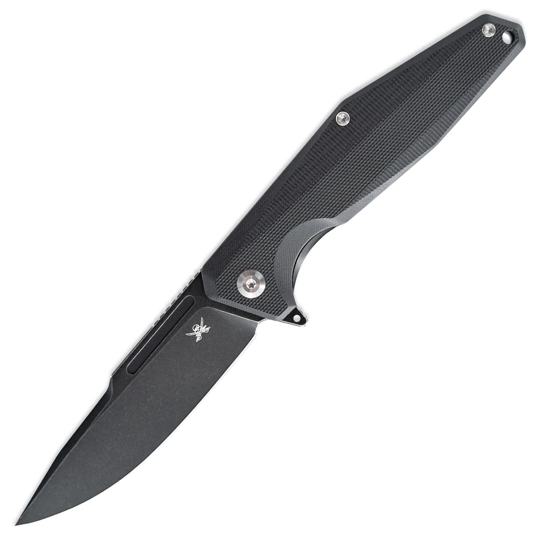 Skallywag Tactical Iron Jaw Folder 3.4" PVD Black Plain Drop Point - Black