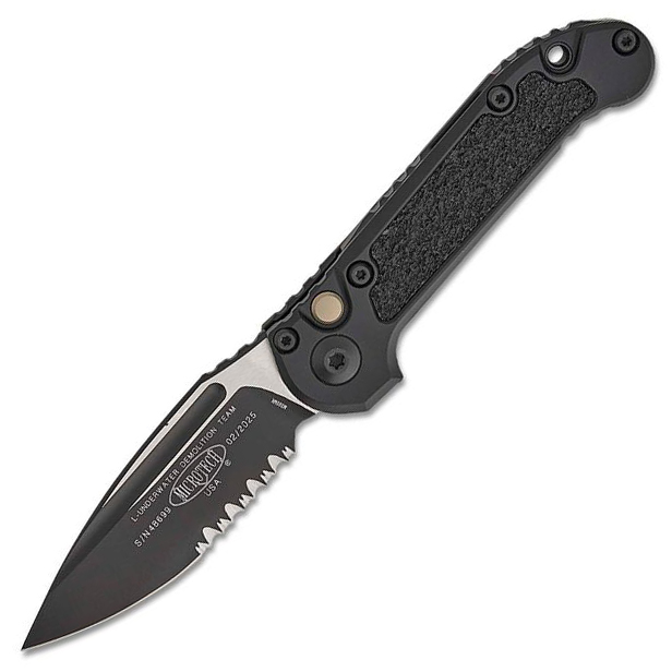 Microtech LUDT Gen III Auto Folder 3.51" Black Combo Drop Point - Black