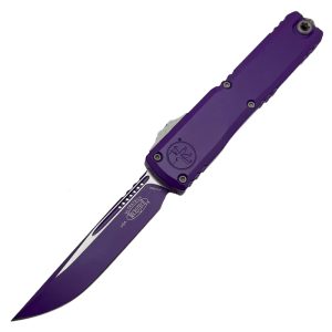 Microtech Ultratech ZBP Auto OTF 3.55" M390BK Purple Drop Point Blade - Purple Cerakote / Apocalyptic