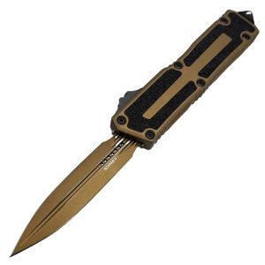 Microtech Scarab II Gen 3 Auto OTF 3.9" Bronze Double Edge Dagger Plain - Bronze w/ 3M Traction Inserts
