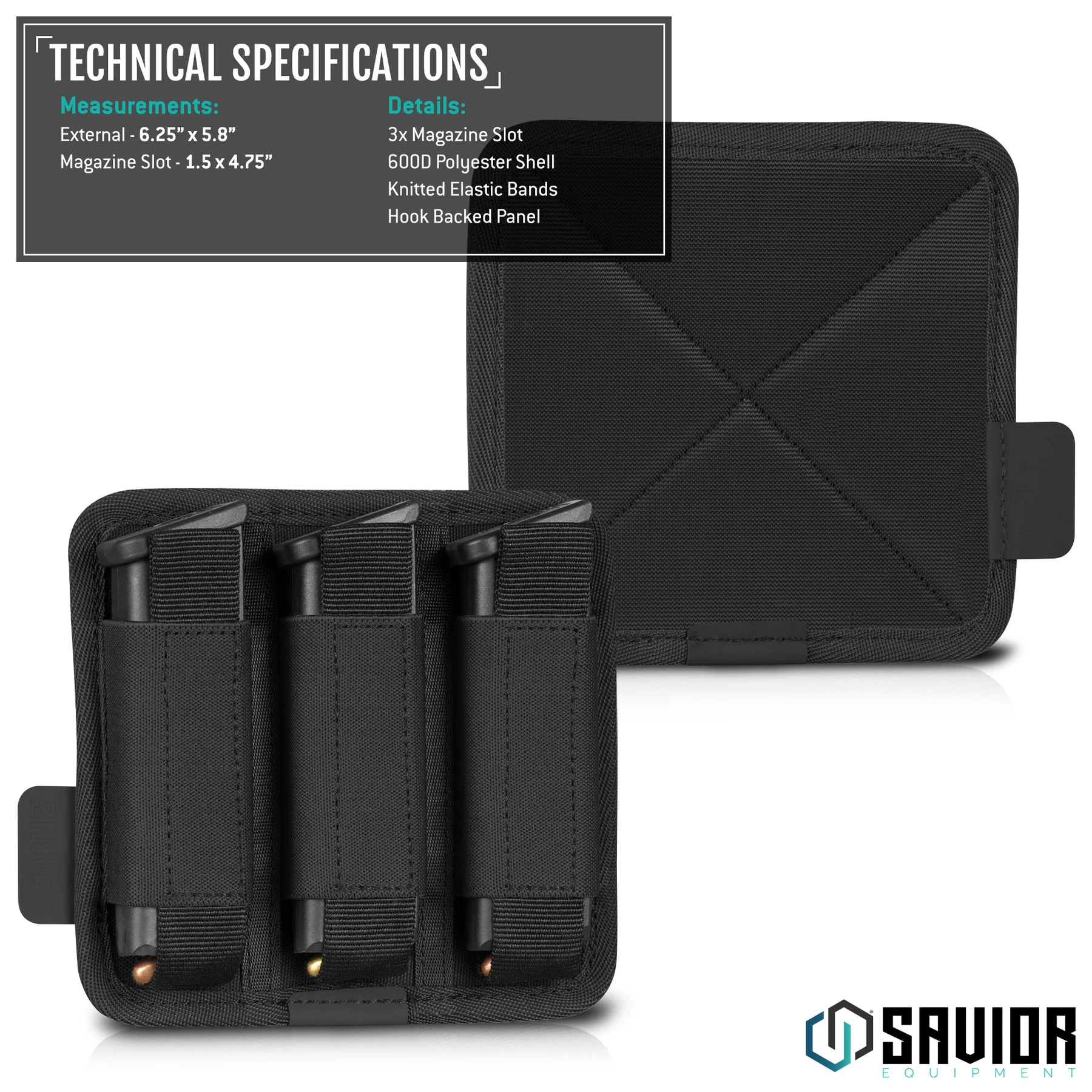 Savior Equipment Pistol Mag Holder - 3 Slot - Black - Image 2