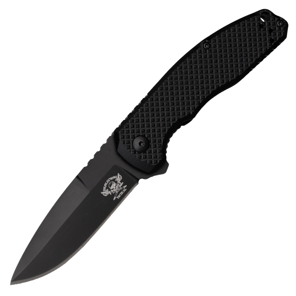 Toor Knives Skallywag Tactical Sentrax Folding 3.25" Black Plain Drop Point - G10 Black