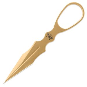 Toor Knives Skallywag Tactical D2 Dagger Bounty Gold Fixed Blade 2.5" Plain Dagger - Gold PVD Finish
