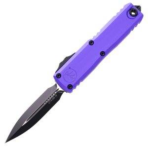Microtech UTX-85 Gen IV Auto OTF 3" M390MK Black Double Edge Dagger - Purple