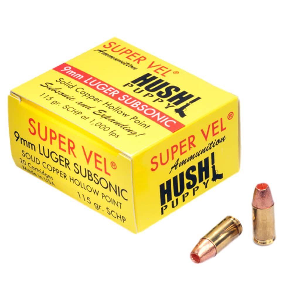 Super Vel 9mm Luger 115Gr. SCHP Hush Puppy - 20 Rounds