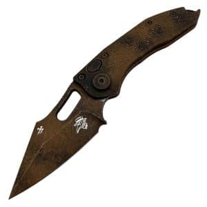 Microtech/Borka Blades Signature Series Auto Stitch 3.75" Stonewash Spear Point Serrated - Plague Outbreak